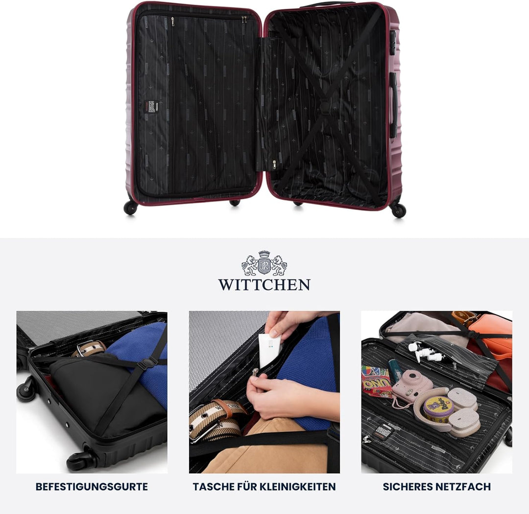 WITTCHEN Reisekoffer Rollkoffer Trolley Grosser Koffer Handgepäck Hartschale aus ABS mit 4 Spinner-R