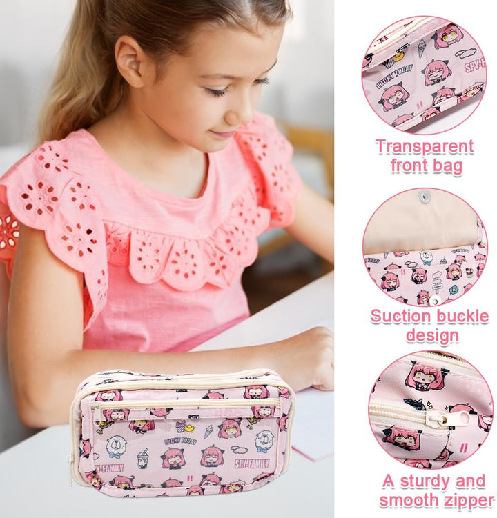 Spy Family Federmäppchen, Unisex Spy Family Exquisite Beautiful Pencil Case, Grosse Briefpapier Gesc