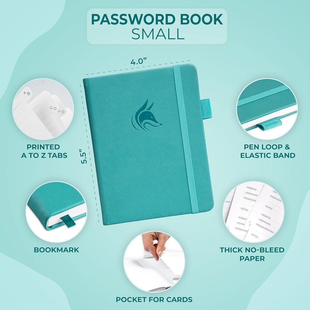 Clever Fox Passwortbuch mit Registerkarten - Adress- und Passwort-Organisationsbuch mit alphabetisch