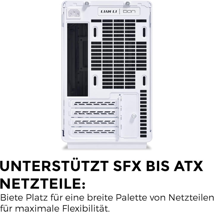 Lian Li DAN Cases A3-mATX PC-Gehäuse, anpassbares Layout, 415 mm GPU-Klarheit, unterstützt bis zu 36