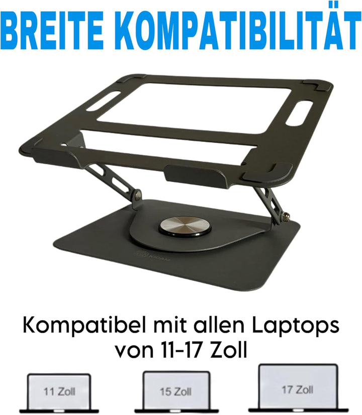 Kigam Laptopständer für Schreibtisch [360 Grad Drehbar] Höhenverstellbar Ergonomischer Tragbarer Lap