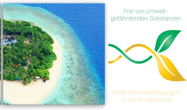 ge Bildet Bild auf Leinwand | Landschaftsbilder - tropische Insel im Ozean - Malediven R in 120x40 c