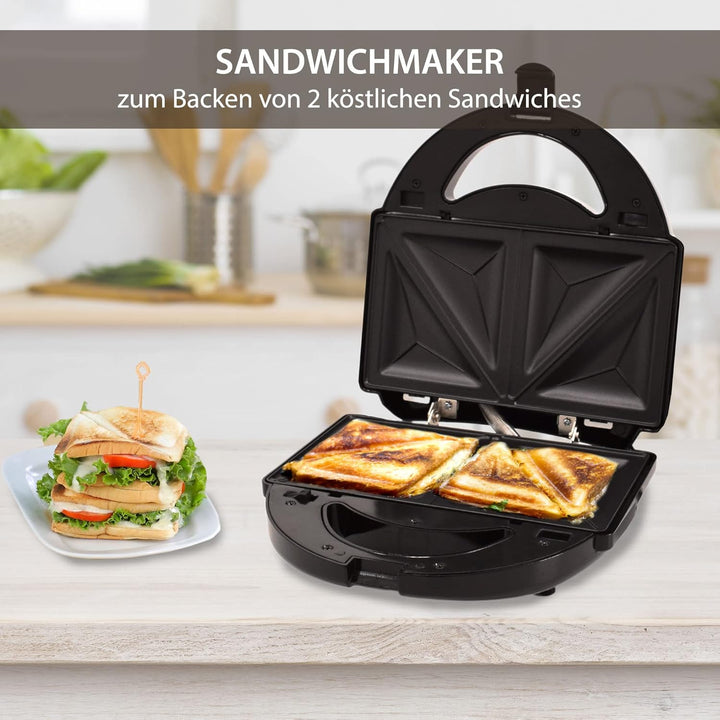Syntrox Germany SM-750WD Sandwichmaker mit herausnehmbaren und spülmaschinengeeigneten Wechselplatte