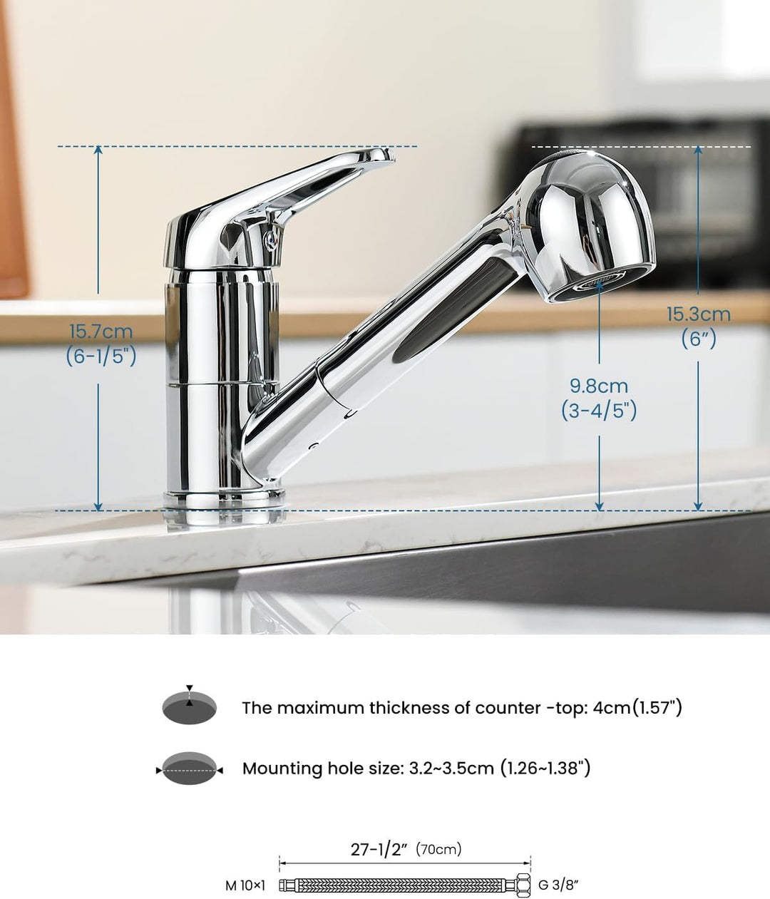 APPASO Wasserhahn Küche, Hochdruck Küchenarmatur Ausziehbar, Mischbatterie für Küche 360° Drehbar, S