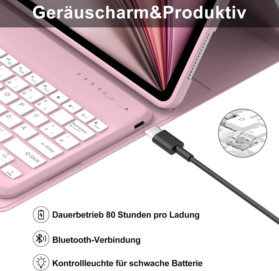 IVEOPPE Tastatur für iPad Air 13" M3 2025 Hülle mit Bluetooth magnetischer Deutsch QWERTZ Tastatur R