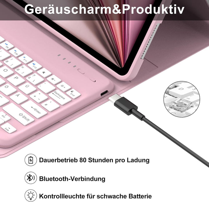 IVEOPPE Tastatur für iPad Air 13" M3 2025 Hülle mit Bluetooth magnetischer Deutsch QWERTZ Tastatur R