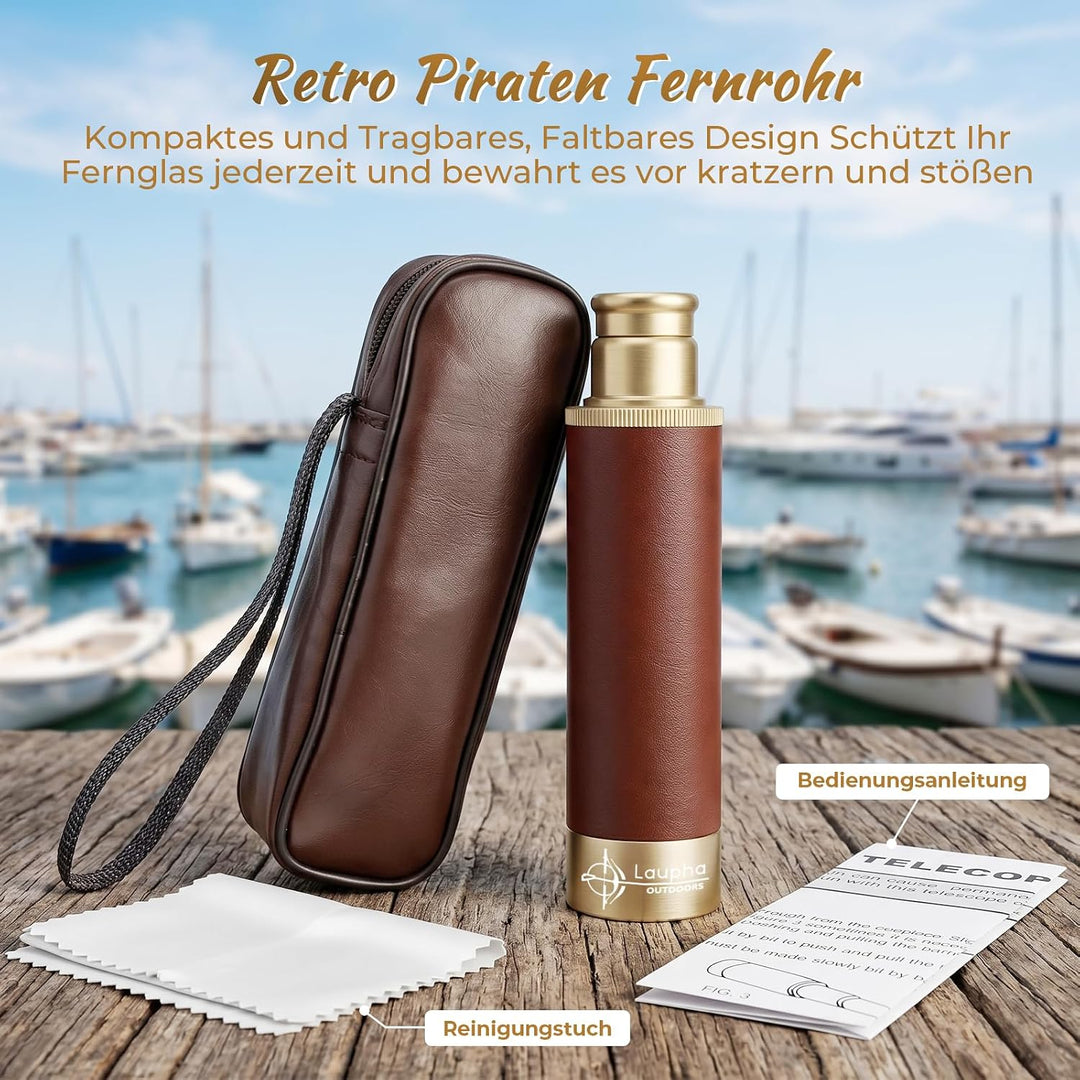 Laupha Retro Pirat Teleskop Monokular 25x30 Zoomable Vintage Kapitän Jack Spyglass BAK-4 Linse Fernr