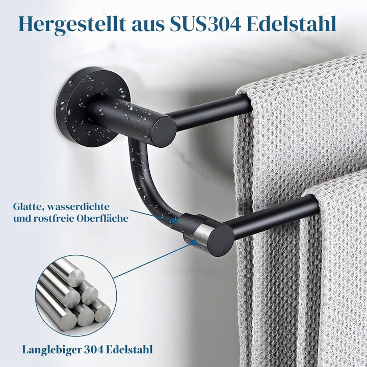 Doppelte Handtuchhalter, Handtuchstange aus Edelstahl 304, Wandmontierter Gästehandtuchhalter, Geeig