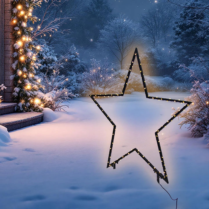 LED Metall Gartenstecker Stern - 60 cm - Weihnachtsstern mit 150 LED beleuchtet - Advent Winter Gart