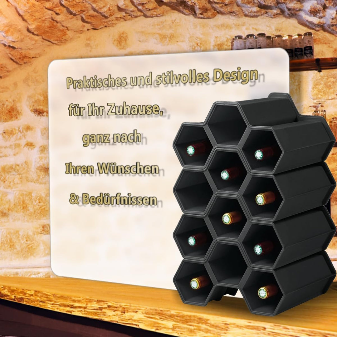 Stimo Weinregal für 12 Flaschen stapelbar Flaschenregal Kunststoff Getränkeregal erweiterbar (4), 4