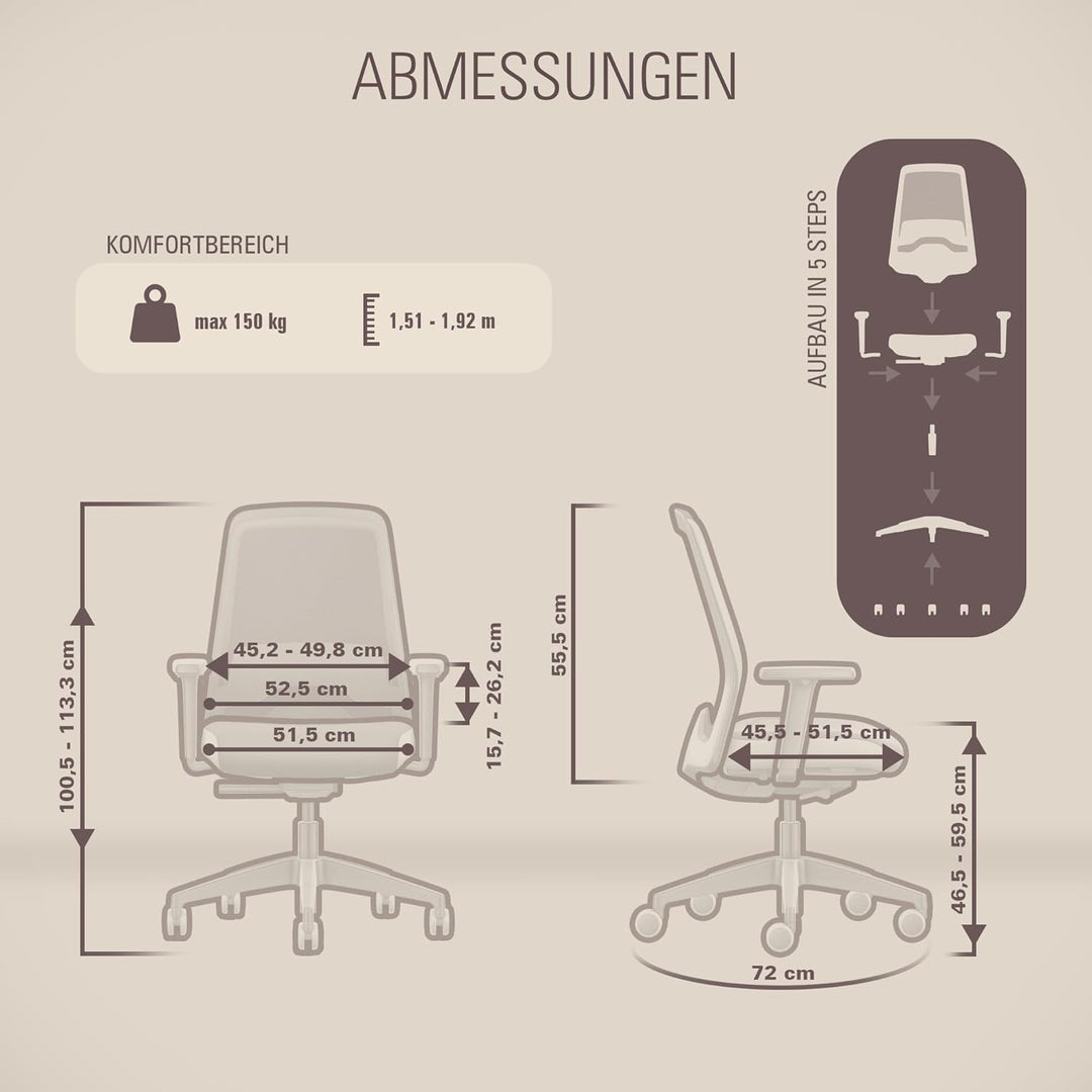 Interstuhl Style AIR Bürostuhl Ergonomisch – Schreibtischstuhl mit Netzrücken & Synchronmechanik, Be
