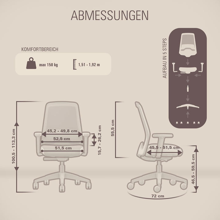 Interstuhl Style AIR Bürostuhl Ergonomisch – Schreibtischstuhl mit Netzrücken & Synchronmechanik, Be