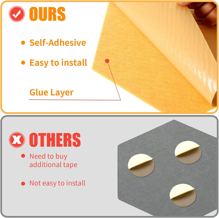 Rdutuok 12 Stück Selbstklebend Akustik Panel,30x26x1cm Hexagon Akustik Absorber Schallschutzplatten