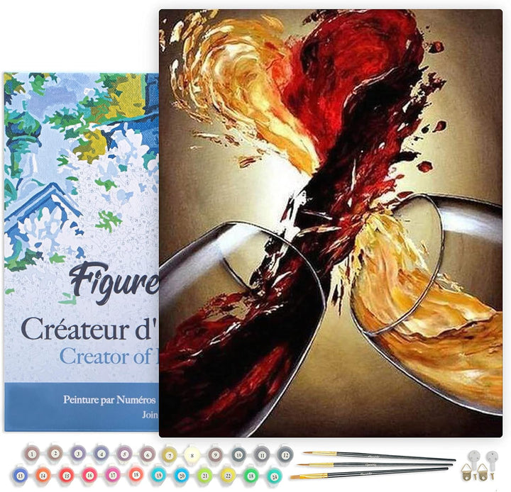 Figured'Art Malen Nach Zahlen Erwachsene Mit Rahmen Rot- und Weisswein - Paint by Numbers Basteln DI