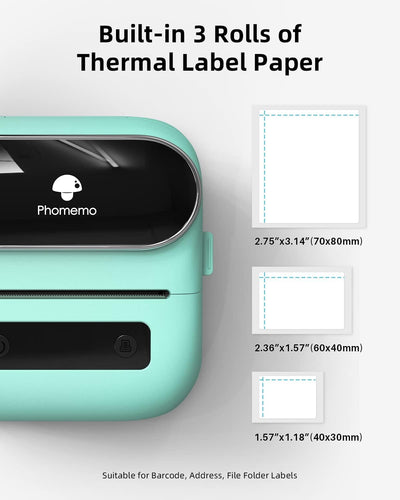 Phomemo M220 Etikettendrucker, Bluetooth Barcode Etikettendrucker Grösse 20-75mm, Unterstützung mit