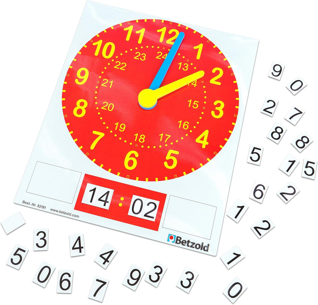 Betzold - Magnetische Tafel-Uhr - Zeitdarstellung Schule Unterricht Uhrzeit Mehrfarbig, Mehrfarbig