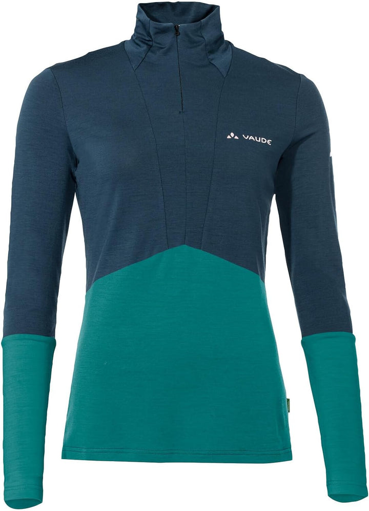 VAUDE Damen Wo Monviso Wool Halfzip Shirt, Wave, 38 Langarmshirt, Welle