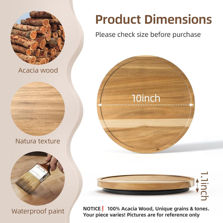 LAMU Lazy Susan Drehteller für Schrank, Küche, Arbeitsplatte, Speisekammer, 25,4 cm (10 Zoll) Akazie