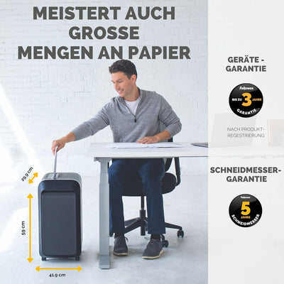 Fellowes 20 Blatt Aktenvernichter Partikelschnitt (P4), Papierschredder für Büro, Homeoffice, Powers