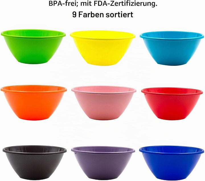 Youngever 9er Set 1000ML Kunststoffschalen, Mehrweg grosse Müslischalen Salatschalen Suppenschale (R