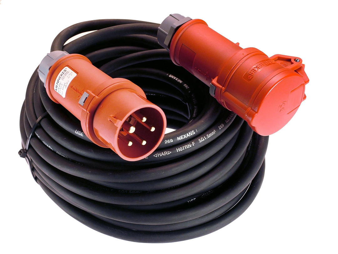 as - Schwabe 61038 CEE-Verlängerung mit Phasenwender, schwarz, 10m H07RN-F 5G6, 400V/32A/5polig 32 A
