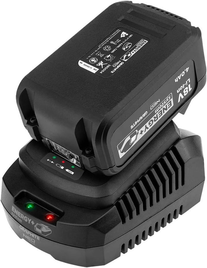 GRAPHITE Energy+ Akku 4Ah &amp; Ladegerät Set, 18V Li-Ion