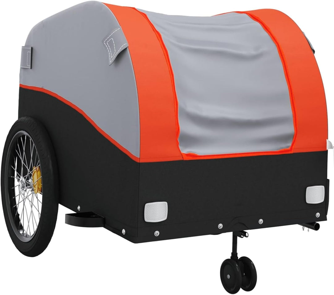 Fahrradanhänger 45kg Eisen Schwarz-Orange | Robustes Eisengestell, 45kg Tragkraft, Wetterfest, Orang