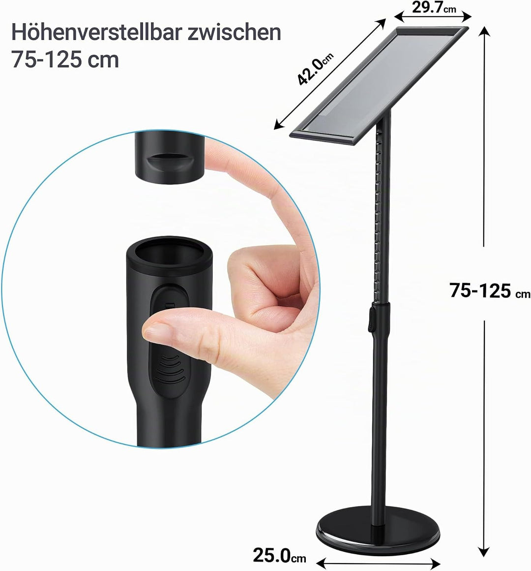 FoxRose® Infoständer DIN A3 420x297mm Höhenverstellbar Edelstahl informationsständer Aufsteller Kund