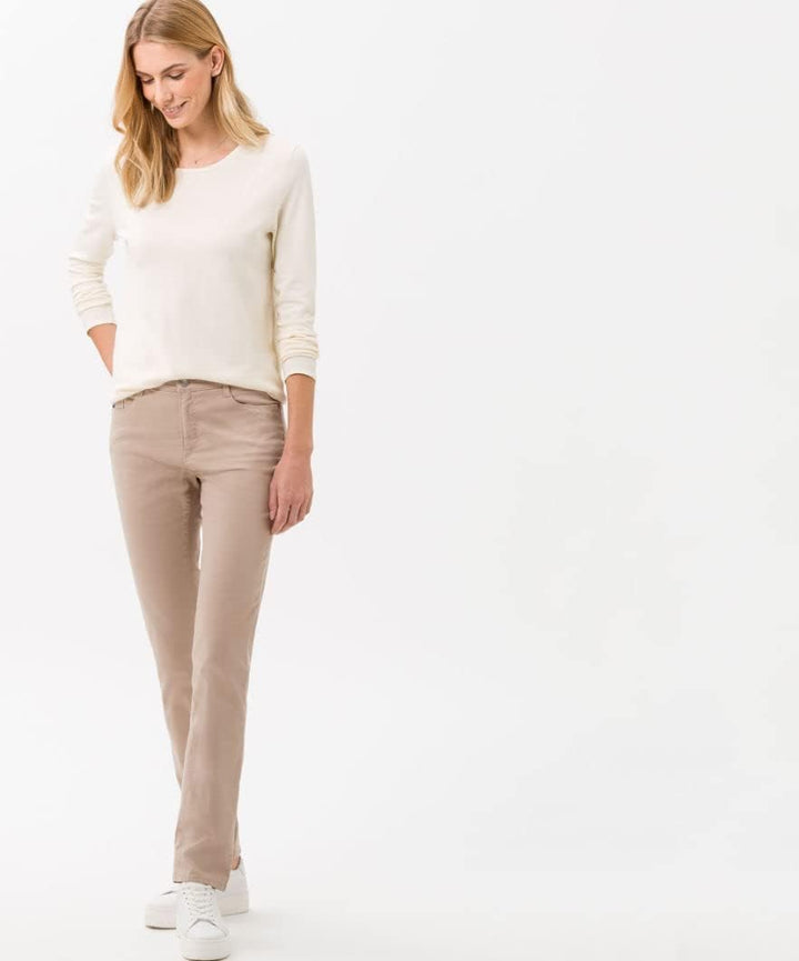 BRAX Damen Style Carola Five-Pocket Wertigem Baumwollsatin Hose 25W / 34L Toffee, 25W / 34L Toffee