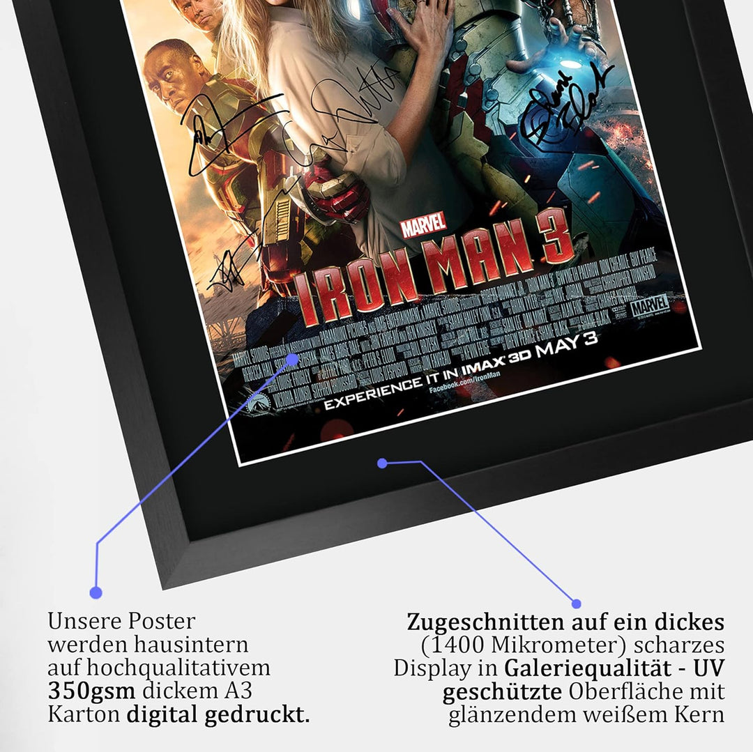 HWC Trading A3 FR Iron Man 3 Robert Downey Jr und Cast Geschenke Printed Poster Autogramm Bild für F