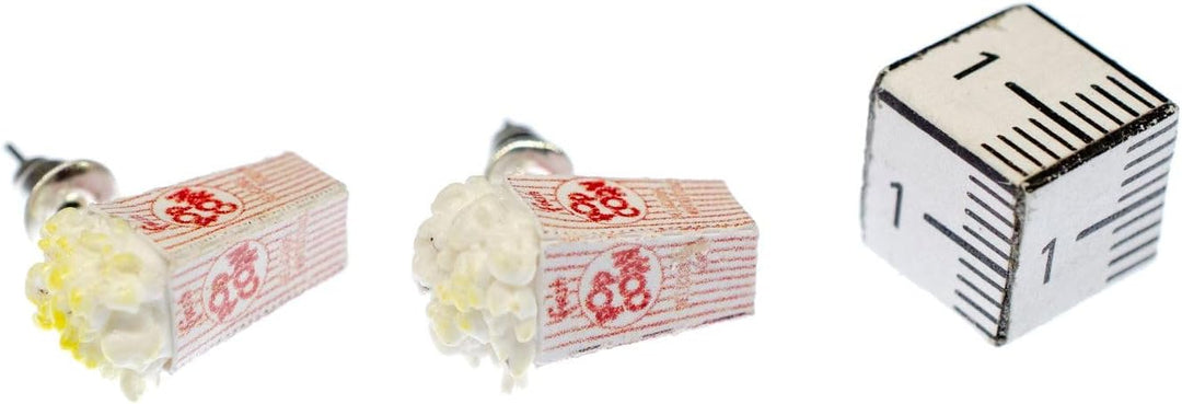 Miniblings Popcorn Ohrstecker Rund Stecker Mais Kino Polymer Clay Rot Weiss 15mm - Handmade Modeschm