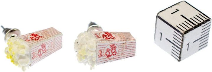 Miniblings Popcorn Ohrstecker Rund Stecker Mais Kino Polymer Clay Rot Weiss 15mm - Handmade Modeschm