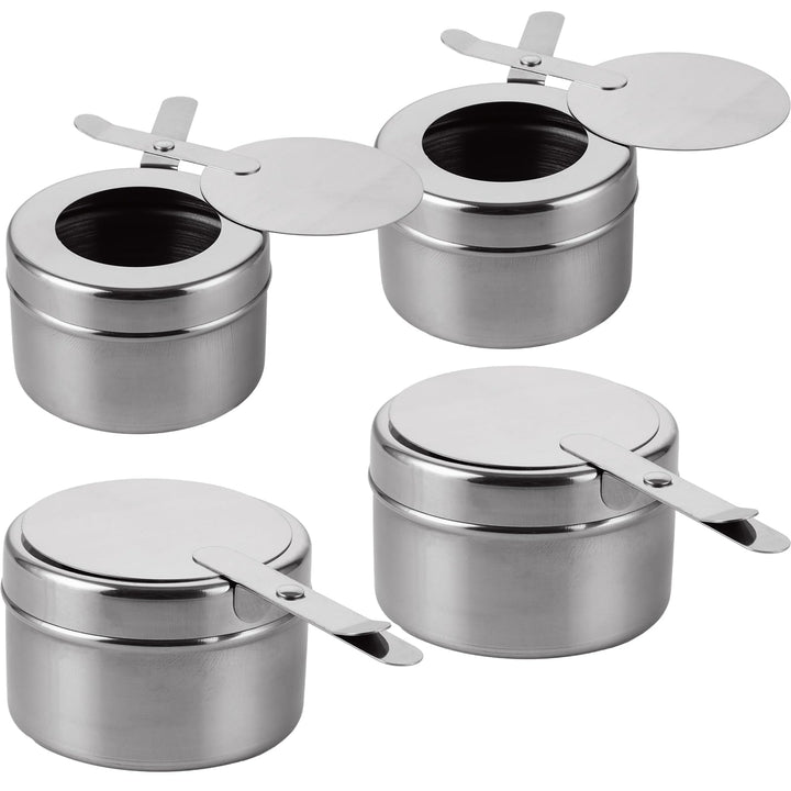 4 Stück Brennpastenbehälter mit Deckel, Brennpaste für Warmhaltebehälter, Fondue Brenneraus Edelstah