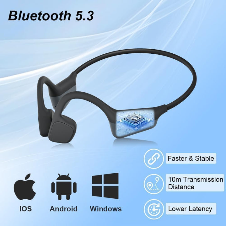 Knochenschall Kopfhörer, Open Ear Bluetooth 5.3 Kopfhörer Kabellos, 8 Stunden Akkulaufzeit, IPX5 was
