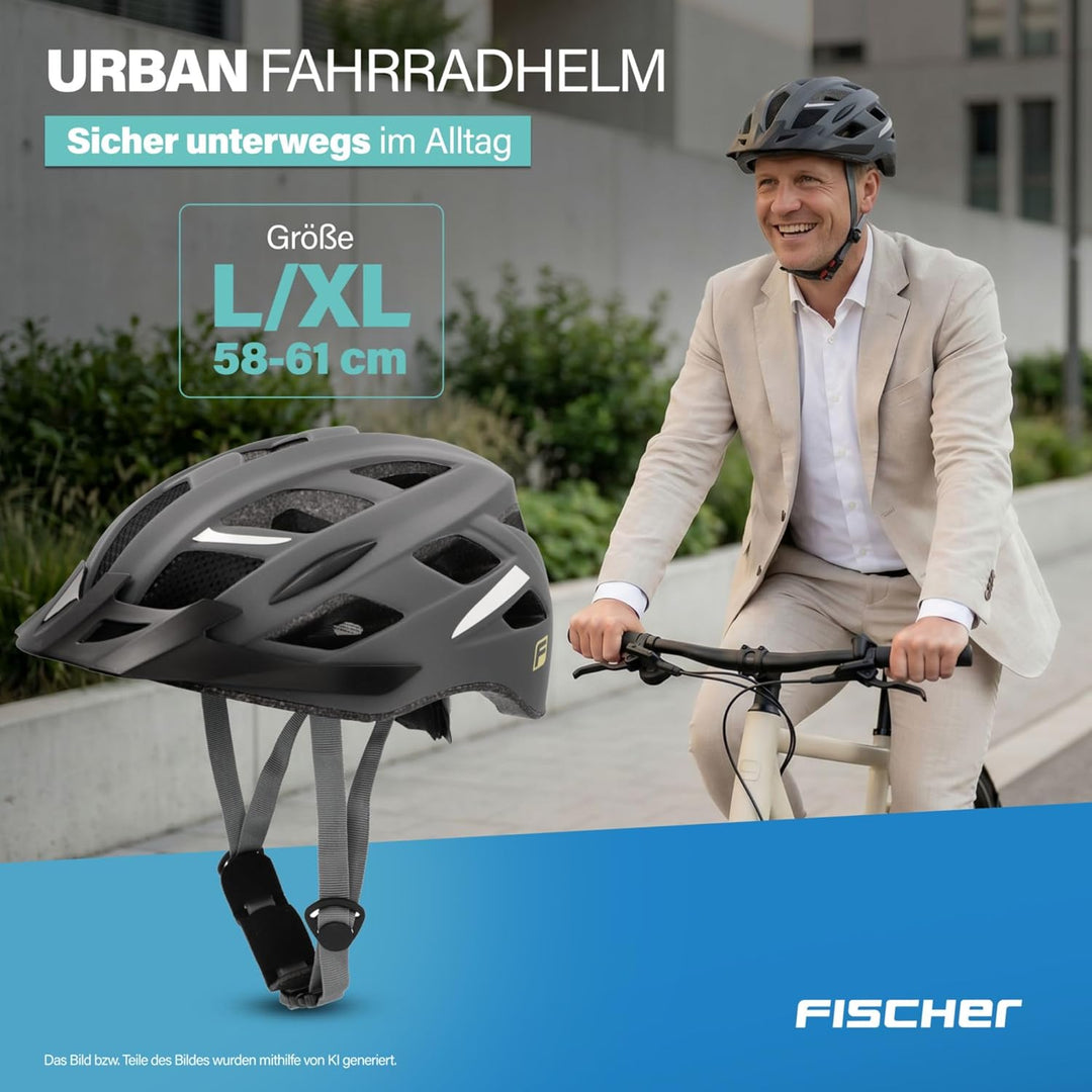 FISCHER Unisex – Erwachsene Urban Lano Fahrradhelm L/XL, 58-61 cm Grau, L/XL, 58-61 cm Grau