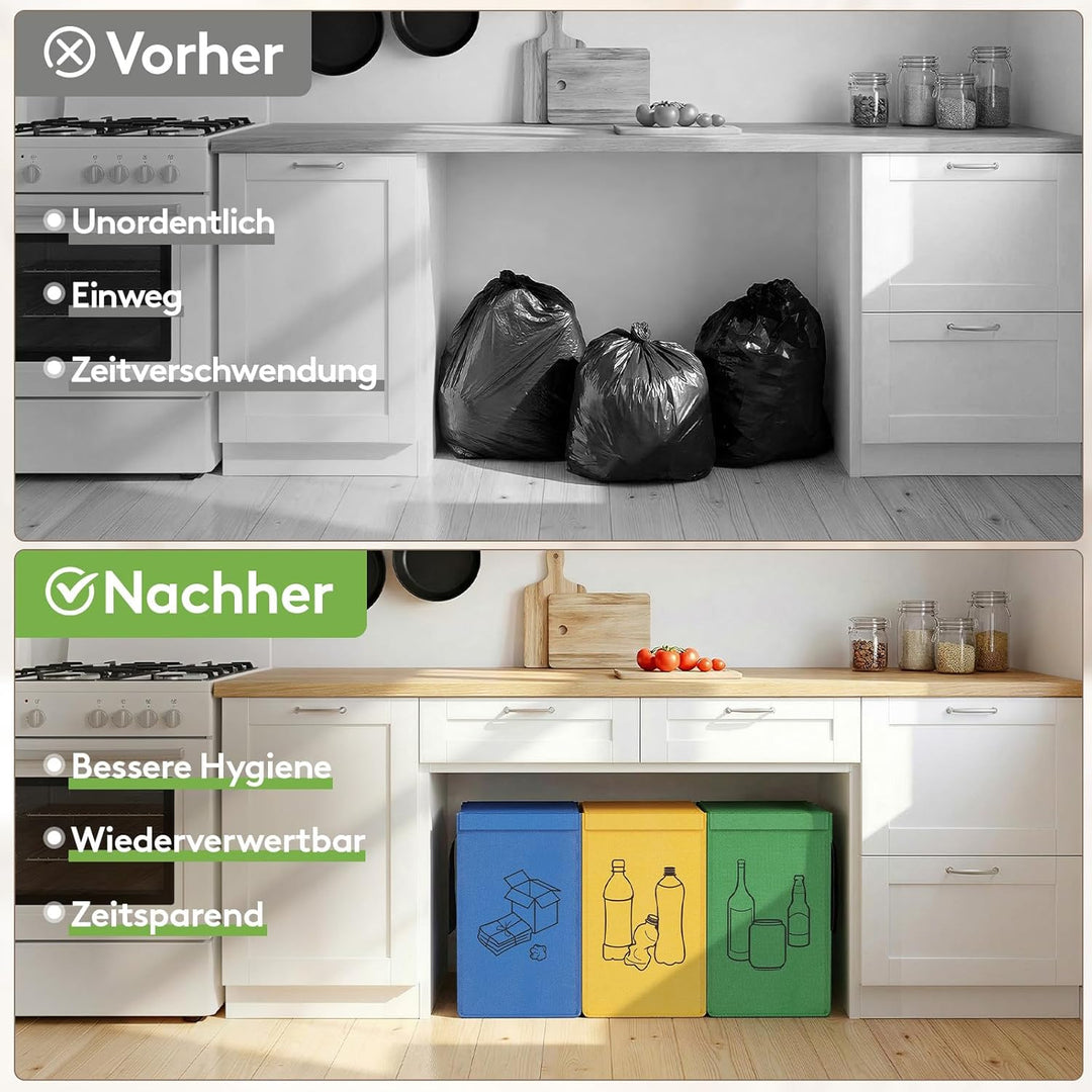 Lifewit Mülltrennsystem mit Deckel für Küche, Altpapier sammelbehälter und Pfandflaschen sammelbehäl