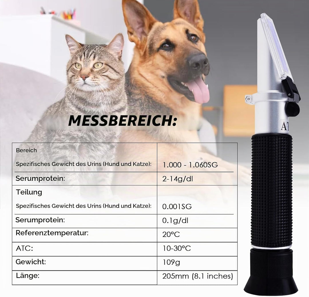 3-in-1-Refraktometer für Tiere, Veterinärrefraktometer, klinisches Refraktometer mit Skala für das s