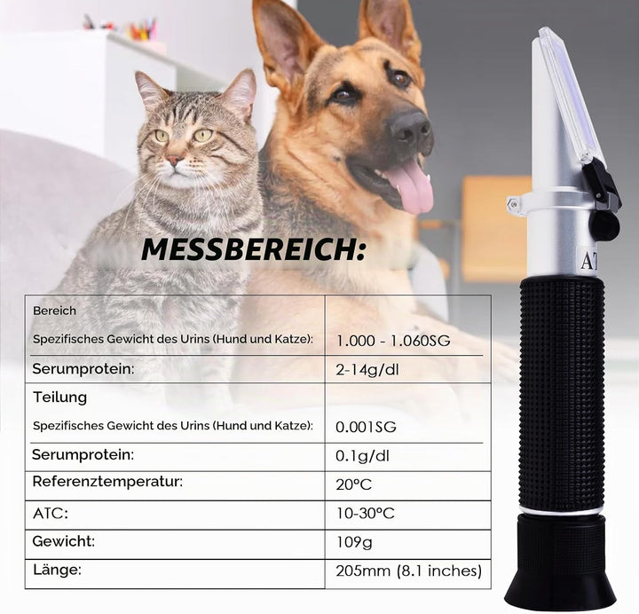3-in-1-Refraktometer für Tiere, Veterinärrefraktometer, klinisches Refraktometer mit Skala für das s