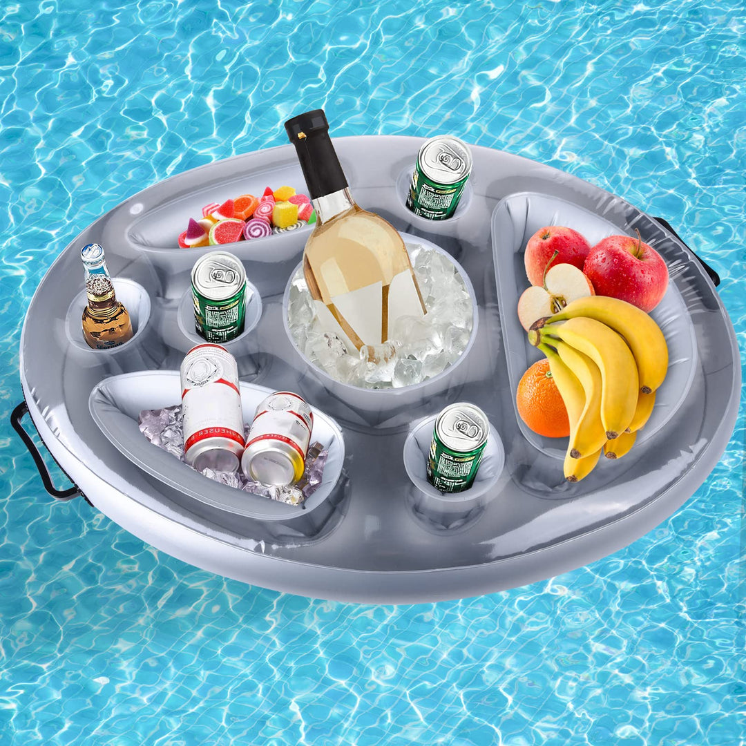 Ulikey Poolbar, 2in1-Getränke und Snackhalter, Aufblasbarer Getränkehalter Schwimmender, 8 Löcher Gr