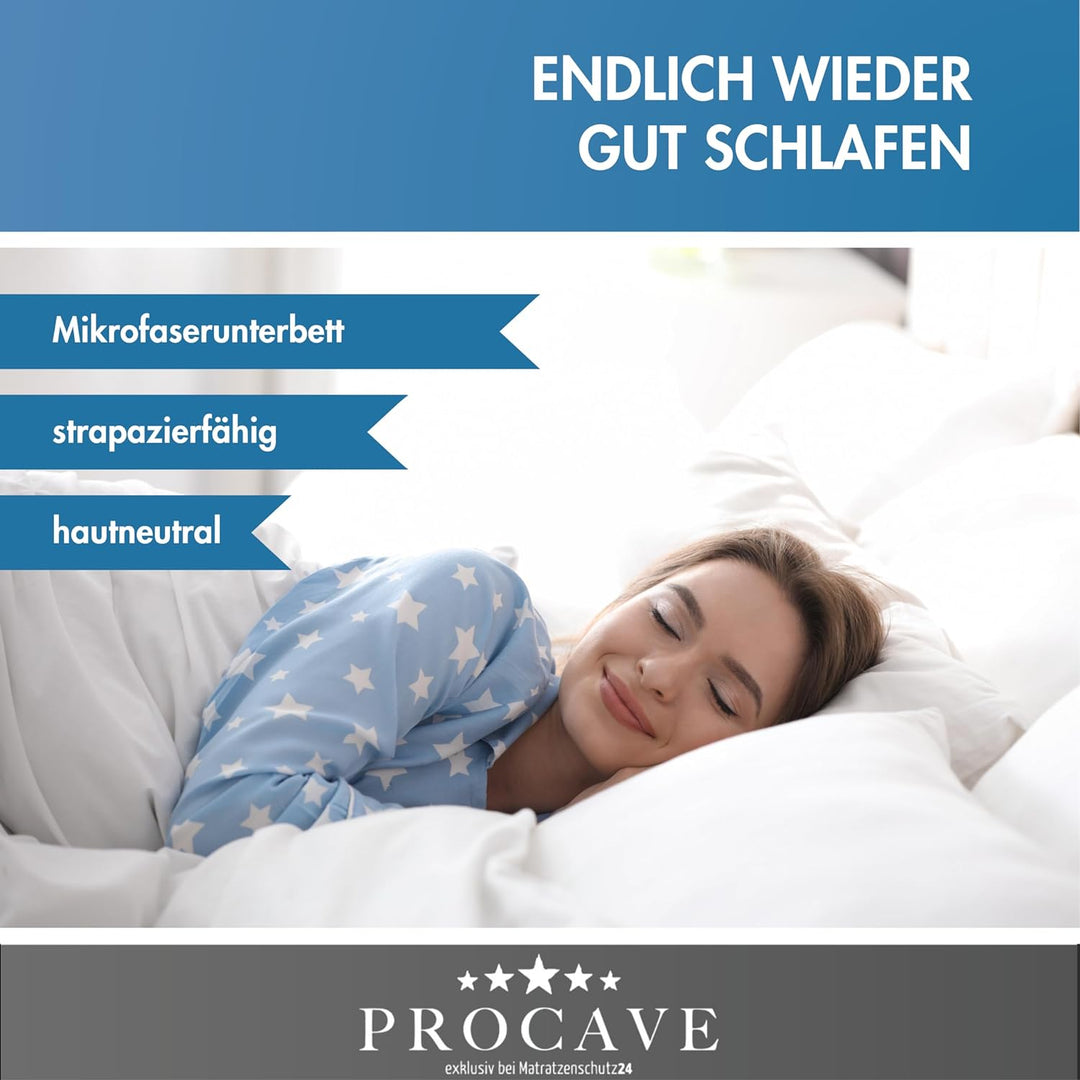 PROCAVE Micro-Comfort Matratzen-Bett-Schoner weiss 120x200 cm mit Spannumrandung | Höhe bis 30cm | A