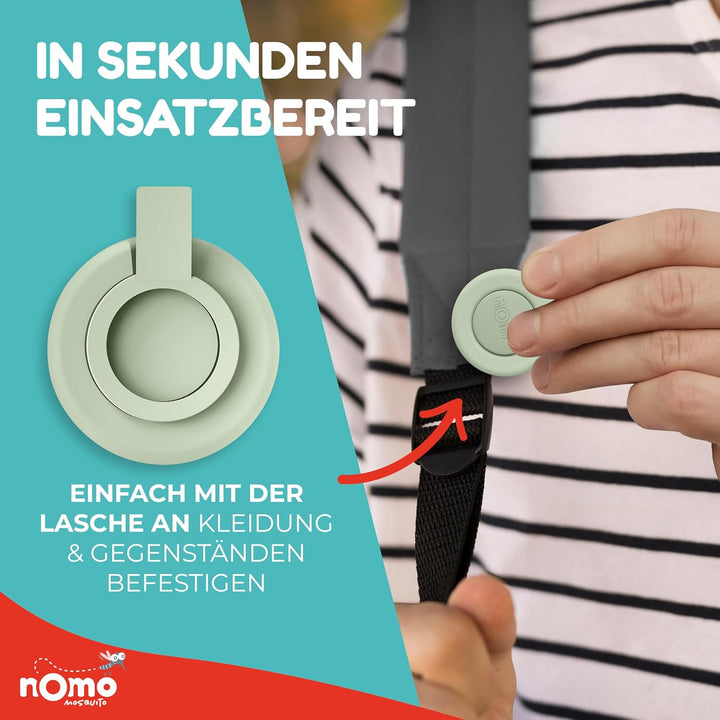 nomo MOSQUITO gegen Mücken und Insekten • Pflanzlicher Mückenschutz Clip für Baby und Kinder • Anti