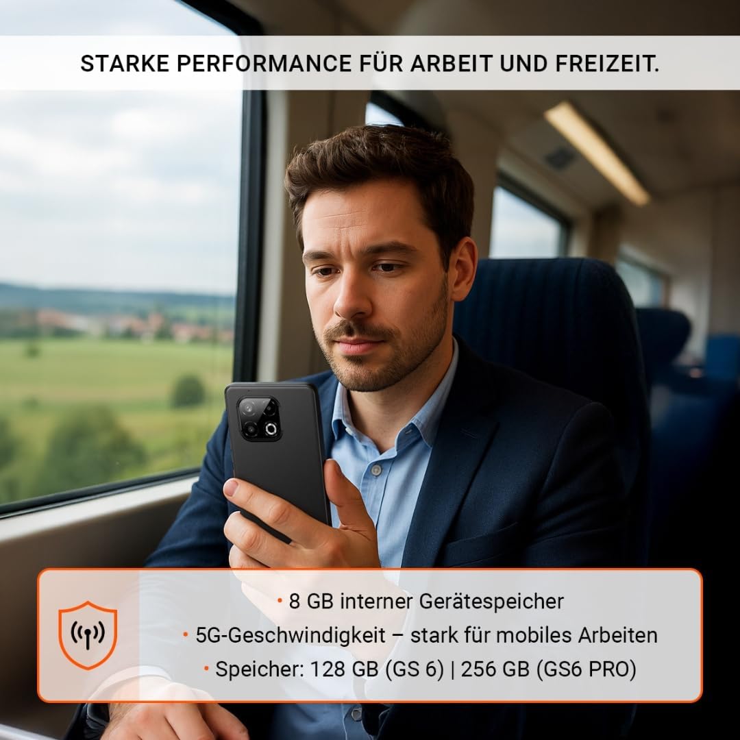 Gigaset GS6 PRO Smartphone – 256GB+8GB RAM - 6,67" FHD+ OLED-Display mit 120Hz - Octa-Core 5G Prozes