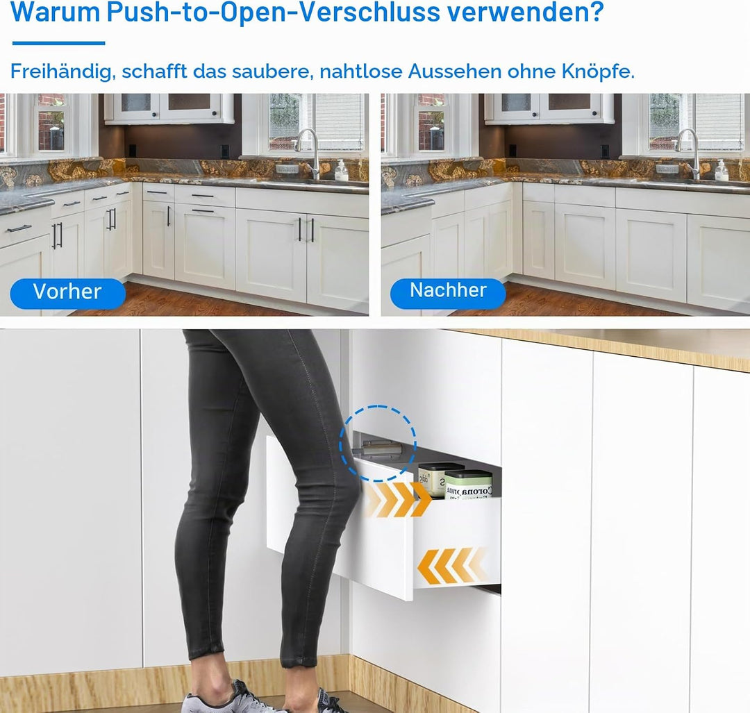 Drucktüröffner Push to Open Magnet Jiayi 4 Stück Schrank Türöffner Tip On für Türen Möbel Schubladen