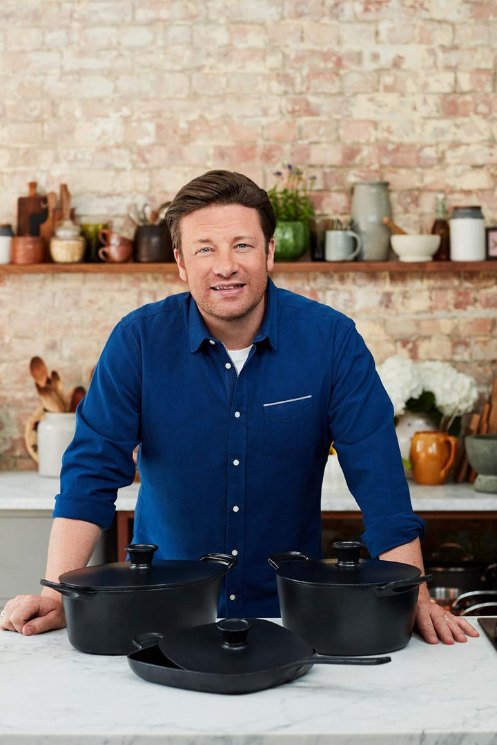 Tefal E21391 Jamie Oliver Guss Grillpfanne Emaille-Beschichtung 25 cm, Eisenguss