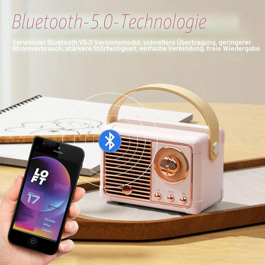 Retro-Bluetooth-Lautsprecher, Vintage-Lautsprecher mit altmodischem klassischem Stil, lauter Lautstä