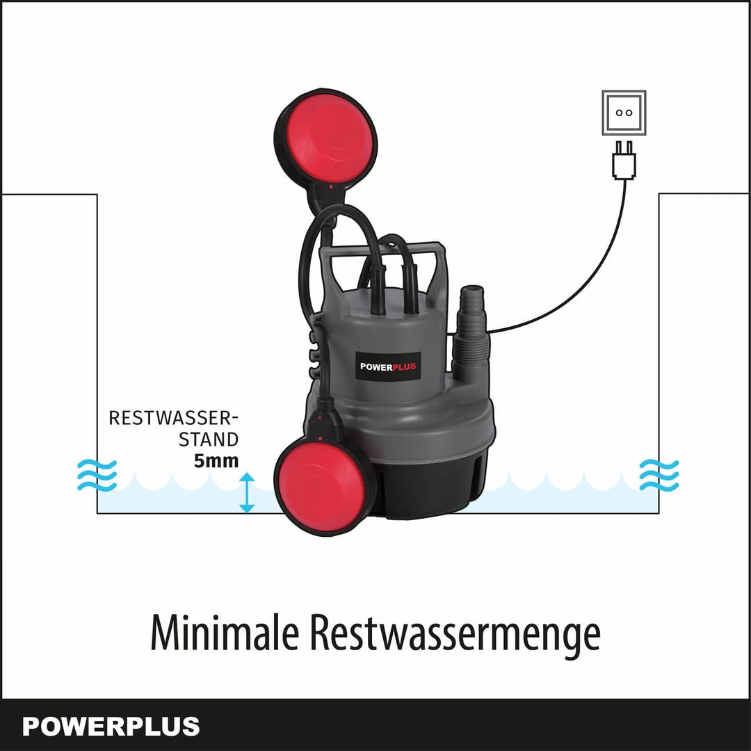 Powerplus Elektrische Wasserpumpe POWEW67900-200 W Tauchmotorpumpe, Maximaltemperatur 35°C und Förde