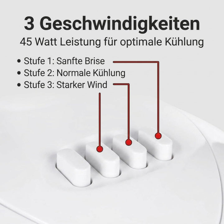 LEX XXL Tischventilator Premium Ventilator Windmaschine Ø30 cm, 3 Geschwindigkeiten, Leistung: 45 Wa