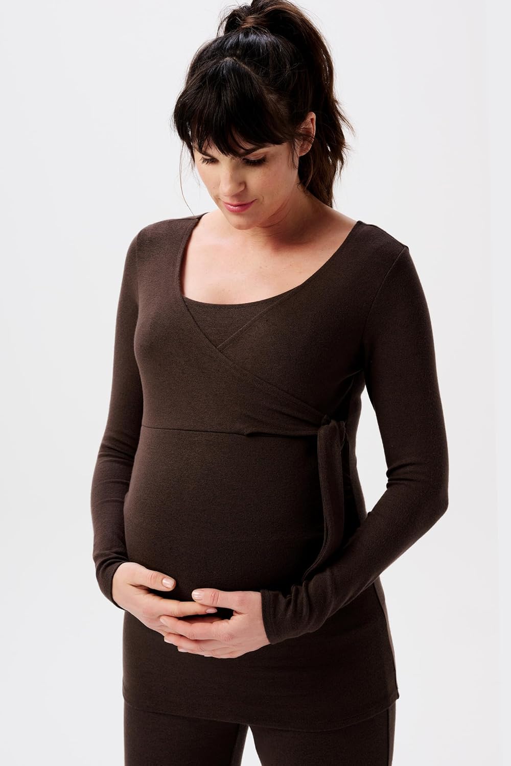 Noppies Damen Elin Ultra Soft Nursing Top Ls T-Shirt XXL Coffee Bean - P664, XXL Coffee Bean - P664