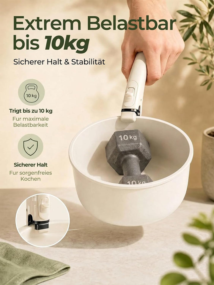 Topfset, 17-Teilig Keramik Pfanne, Topfset Abnehmbarer Griff, Antihaft, Induktionsgeeignet, Spülmasc