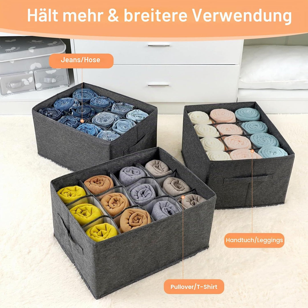Kleiderschrank Organizer Schublade Aufbewahrungsbox für Kleidung - 12 Zellen Ordnungssystem Schrank